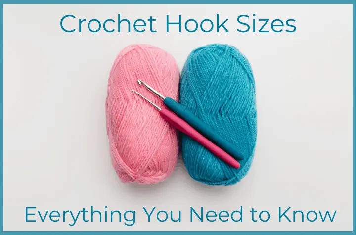 pink and blue yarn and crochet hooks