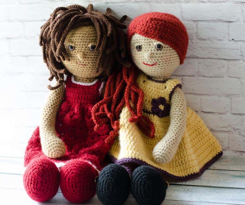 Two crochet dolls