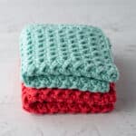 blue and coral crochet dishcloths