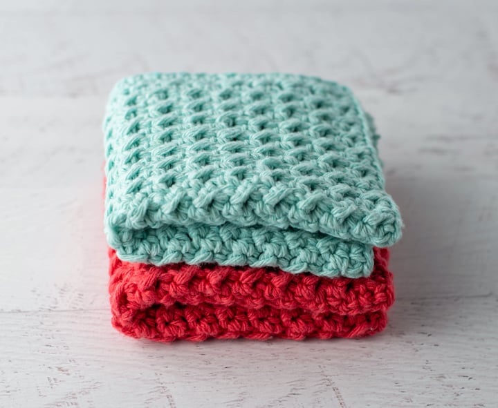 Crochet Cotton Dish Cloth Dish Rag Wash Cloth Green Red 