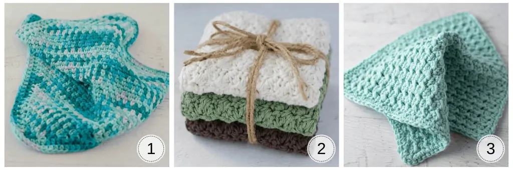 3 Crochet Dishcloths