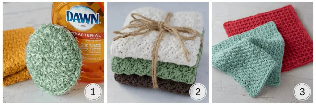 crochet dishcloths and sponge for kitchen
