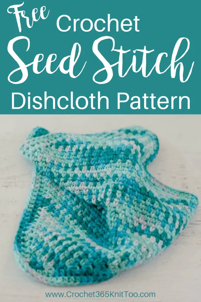 Graphic of Blue Crochet Seed Stitch Dishcloth Pattern