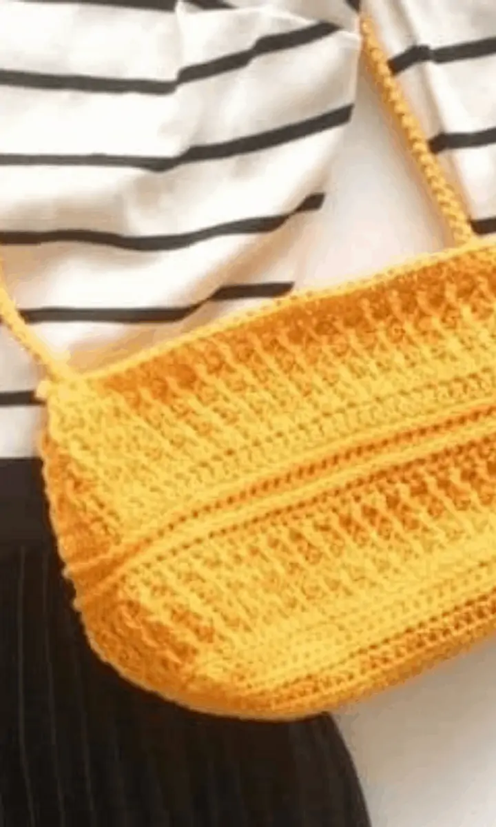 yellow crochet bag