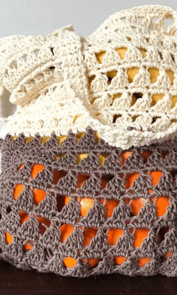 crochet bag with clementines
