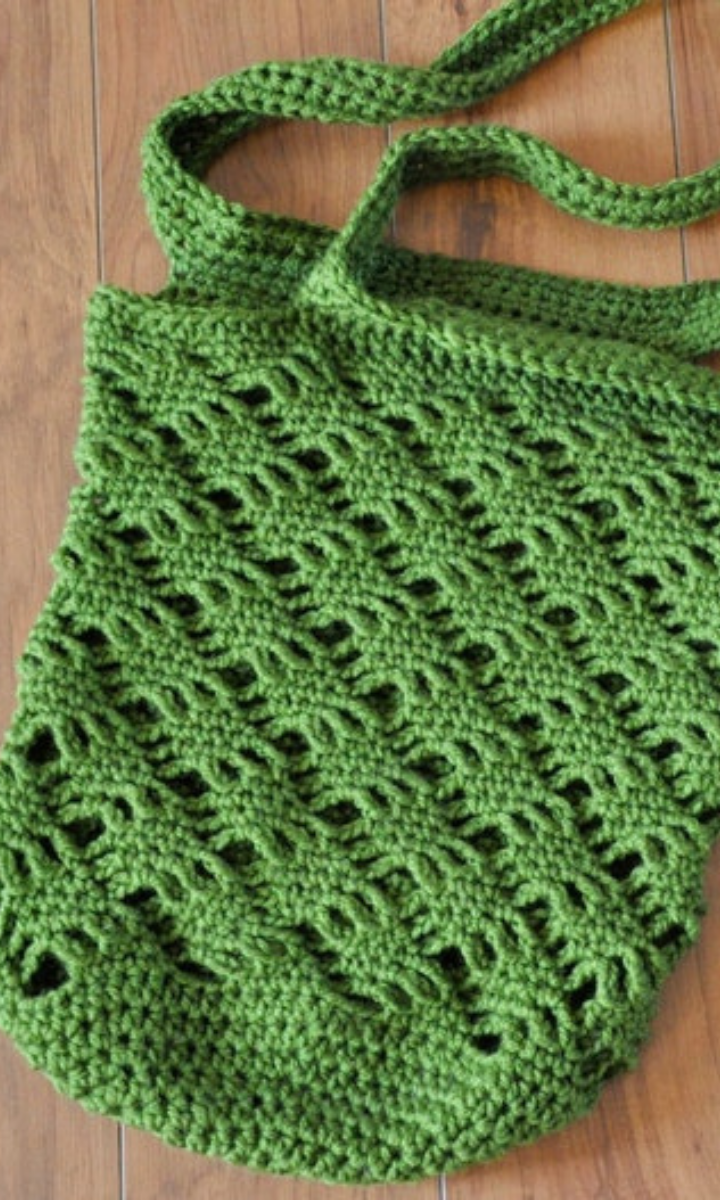 green crochet bag