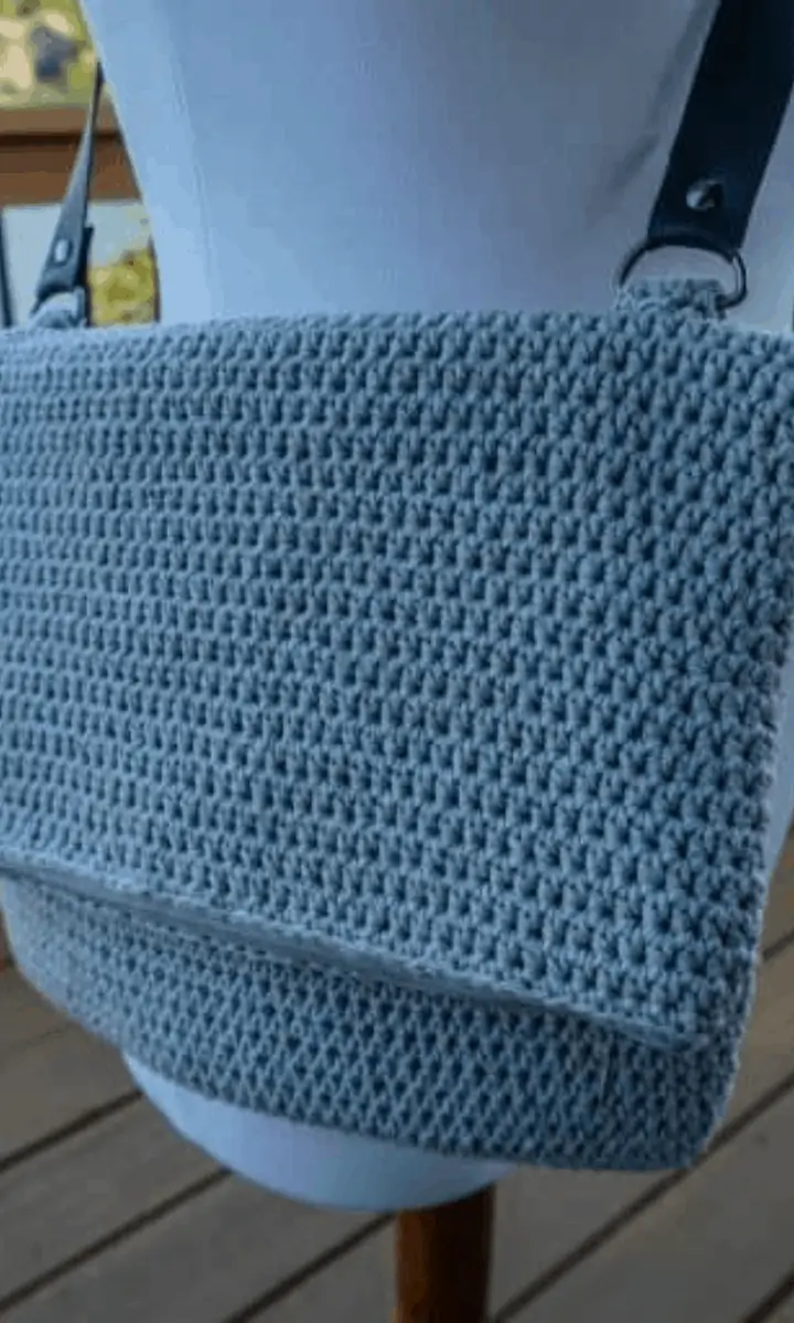 grey crochet bag