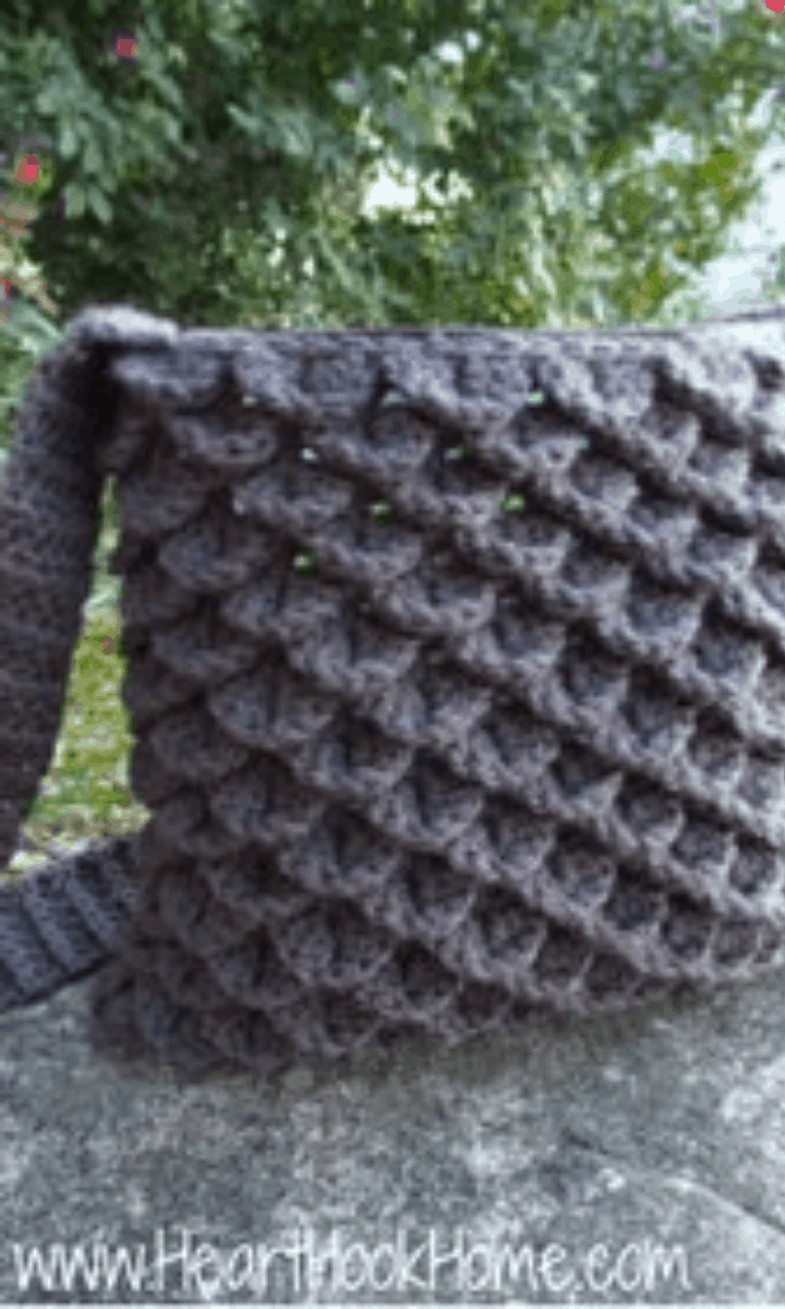 brown crochet crocodile-stitch bag