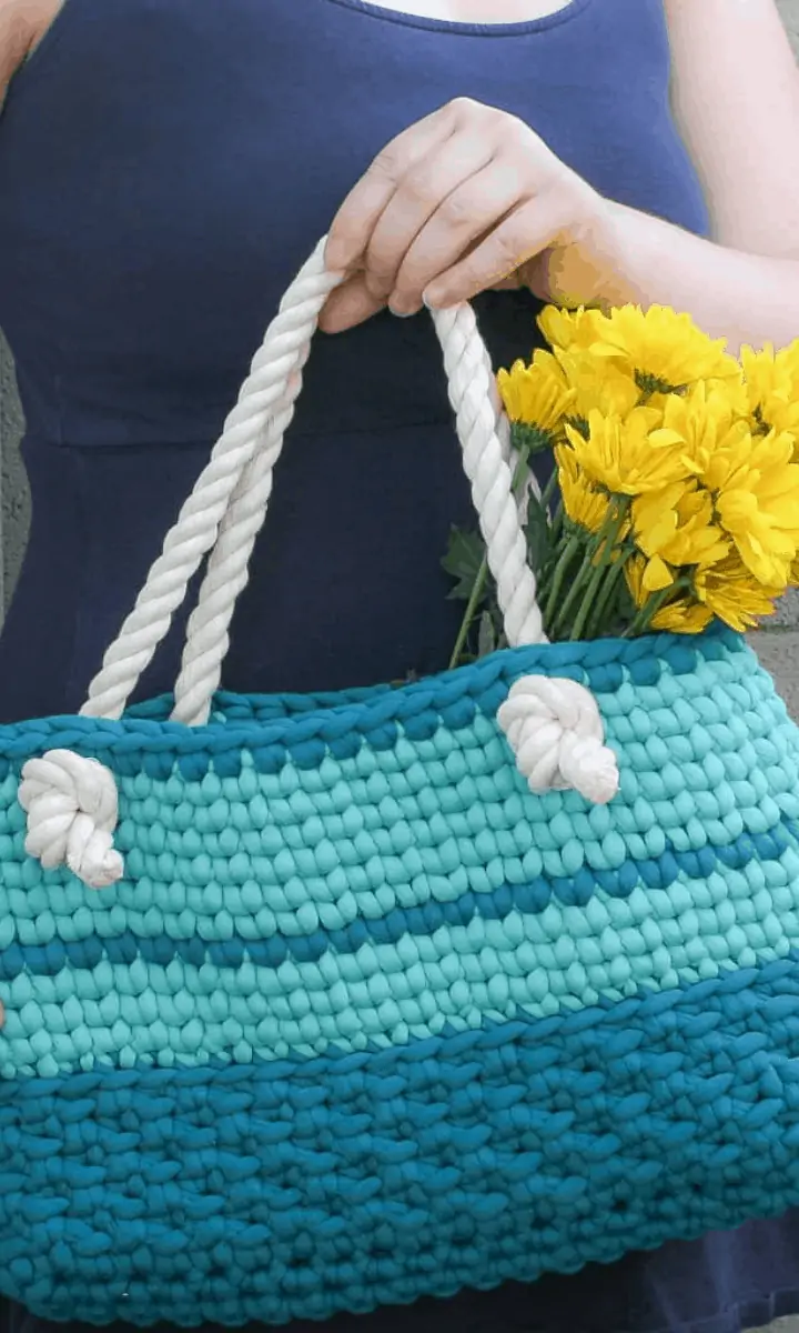 crochet striped bag