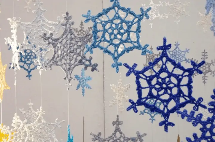 various different crochet snowflakes