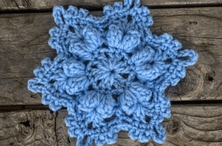 blue crochet snowflake