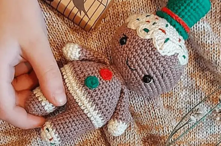 crochet gingerbread amigurumi doll