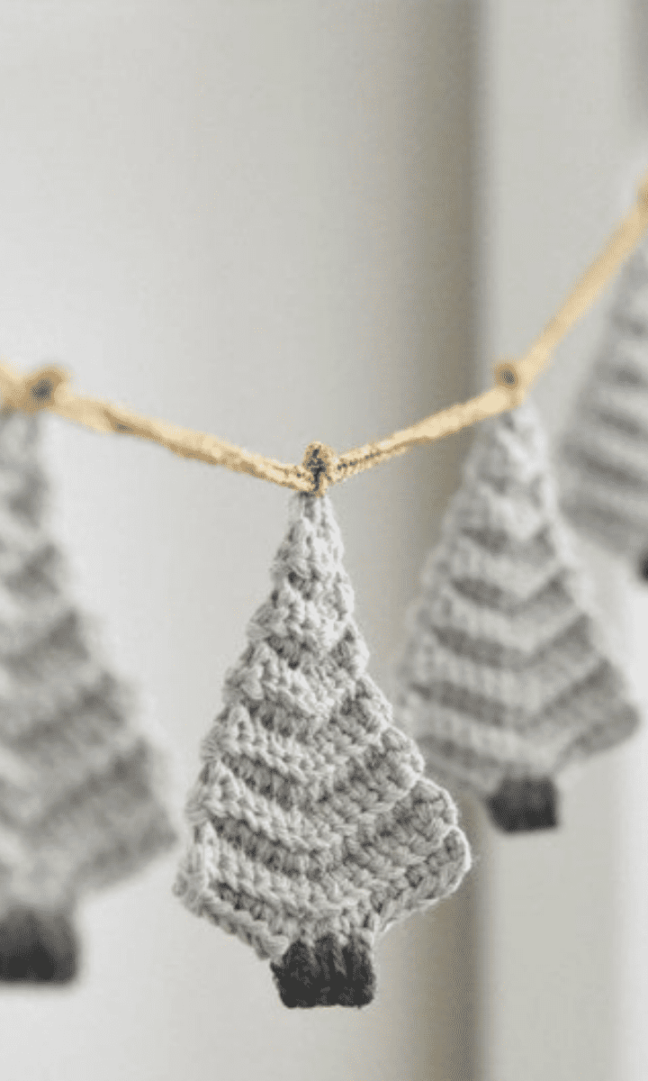 grey crochet christmas tree garland