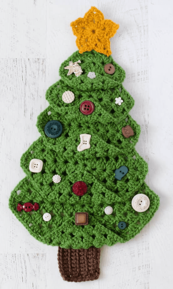 crochet granny square flat christmas tree