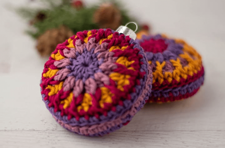 Crochet Ornament in jewel tone colors