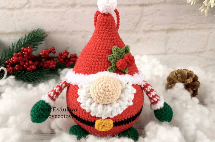crochet santa gnome ornament