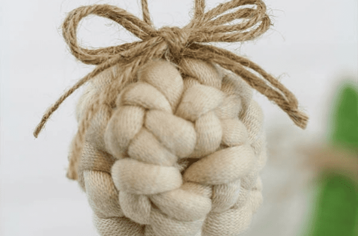 off-white crochet thick, knotted ornament