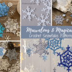 collage of crochet snowflakes