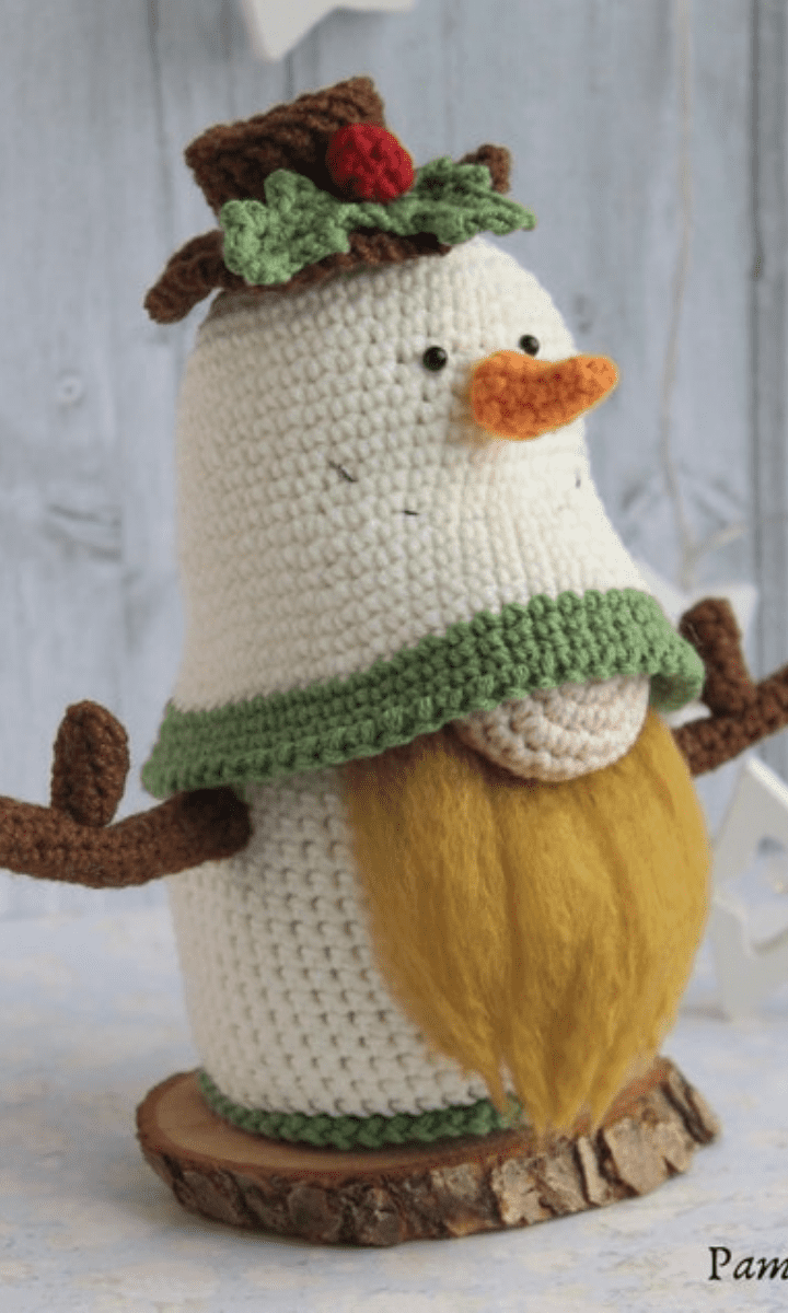 crochet snowman gnome