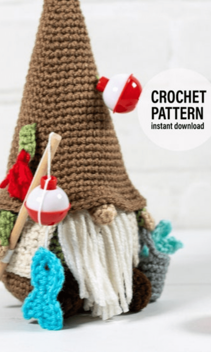 crochet fishing gnome