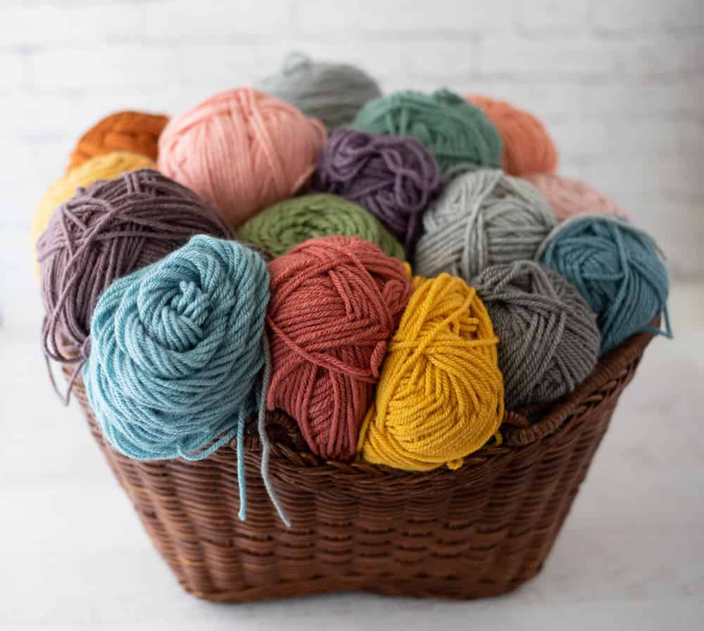 Colorful yarn in a basket