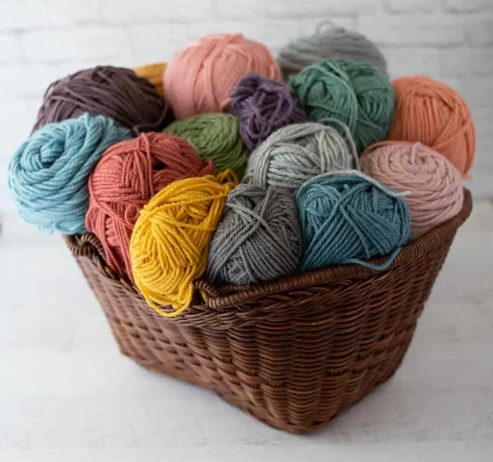 Colorful yarn in a basket