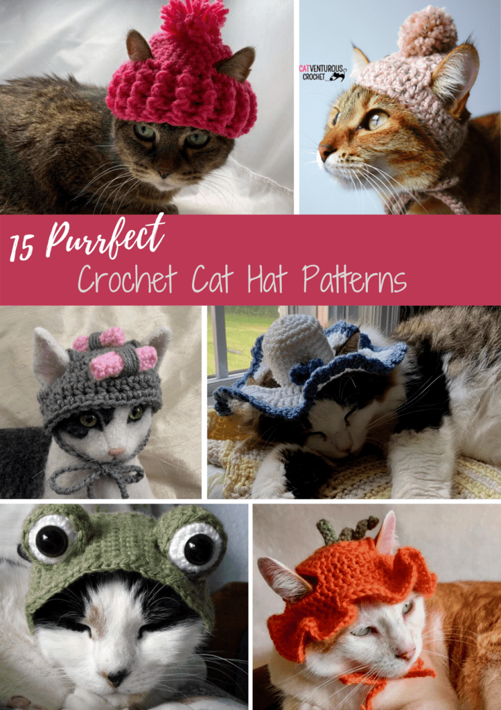 collage de chapeaux de chat au crochet