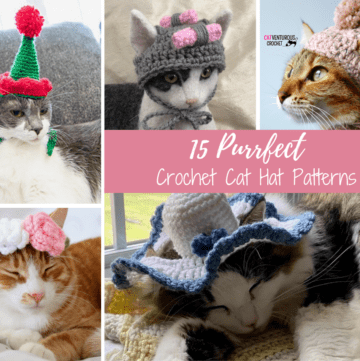 collage of crochet cat hats