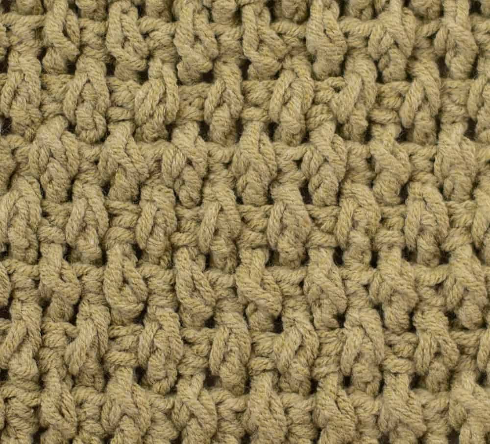 Point de riz au crochet gros plan en fil vert