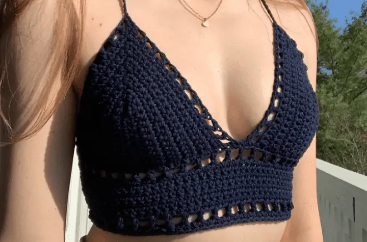 Navy bralette with spaghetti straps