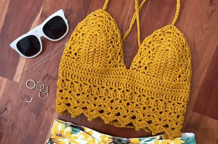 Yellow bralette with a crossed back