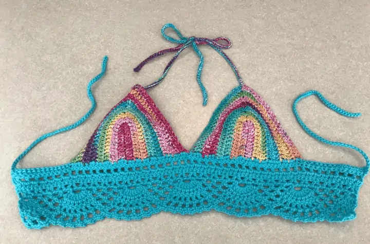 Rainbow bralette with blue bottom