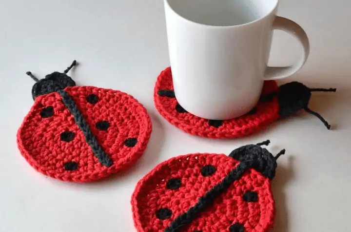 three ladybug coasters