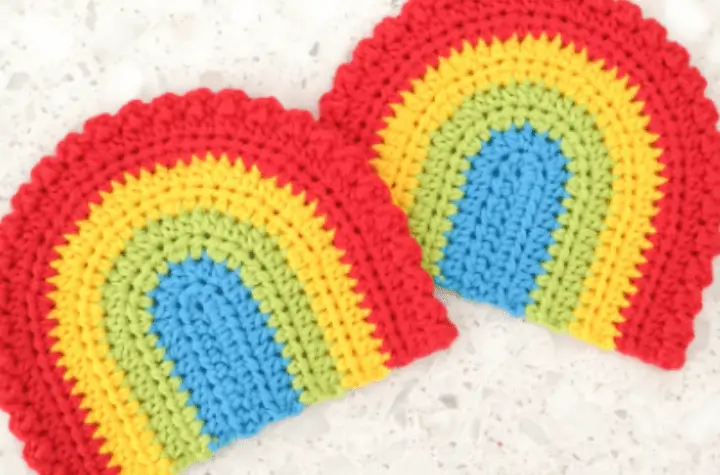 two rainbow coasters