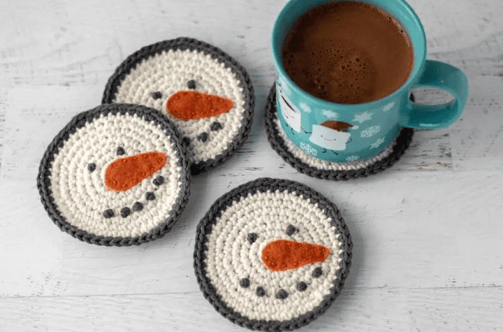 quatre dessous de verre bonhomme de neige