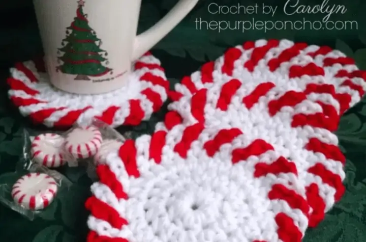 candy cane swirl circle coasters