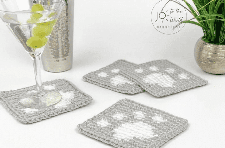 sous-verres carrés imprimés de pattes