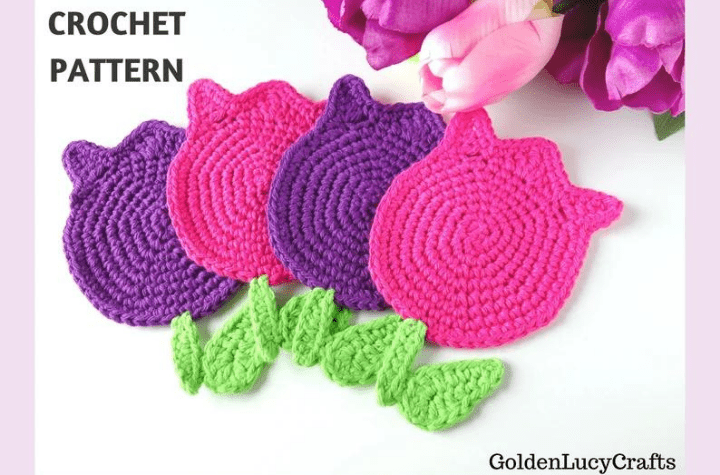 quatre sous-verres de tulipes