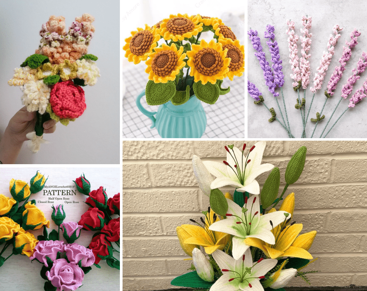 18 Beautiful Must-Make Crochet Flower Bouquets - Crochet 365 Knit Too