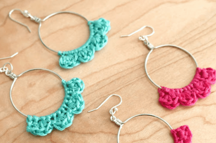 Little crochet earring hoops that look like little clouds.