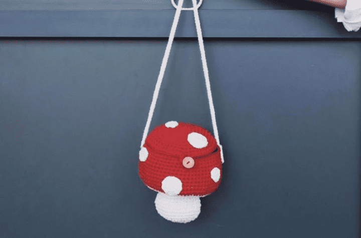 Small crochet mushroom statement purse