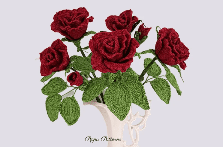 Roses rouges au crochet