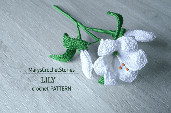 Un seul lys blanc au crochet