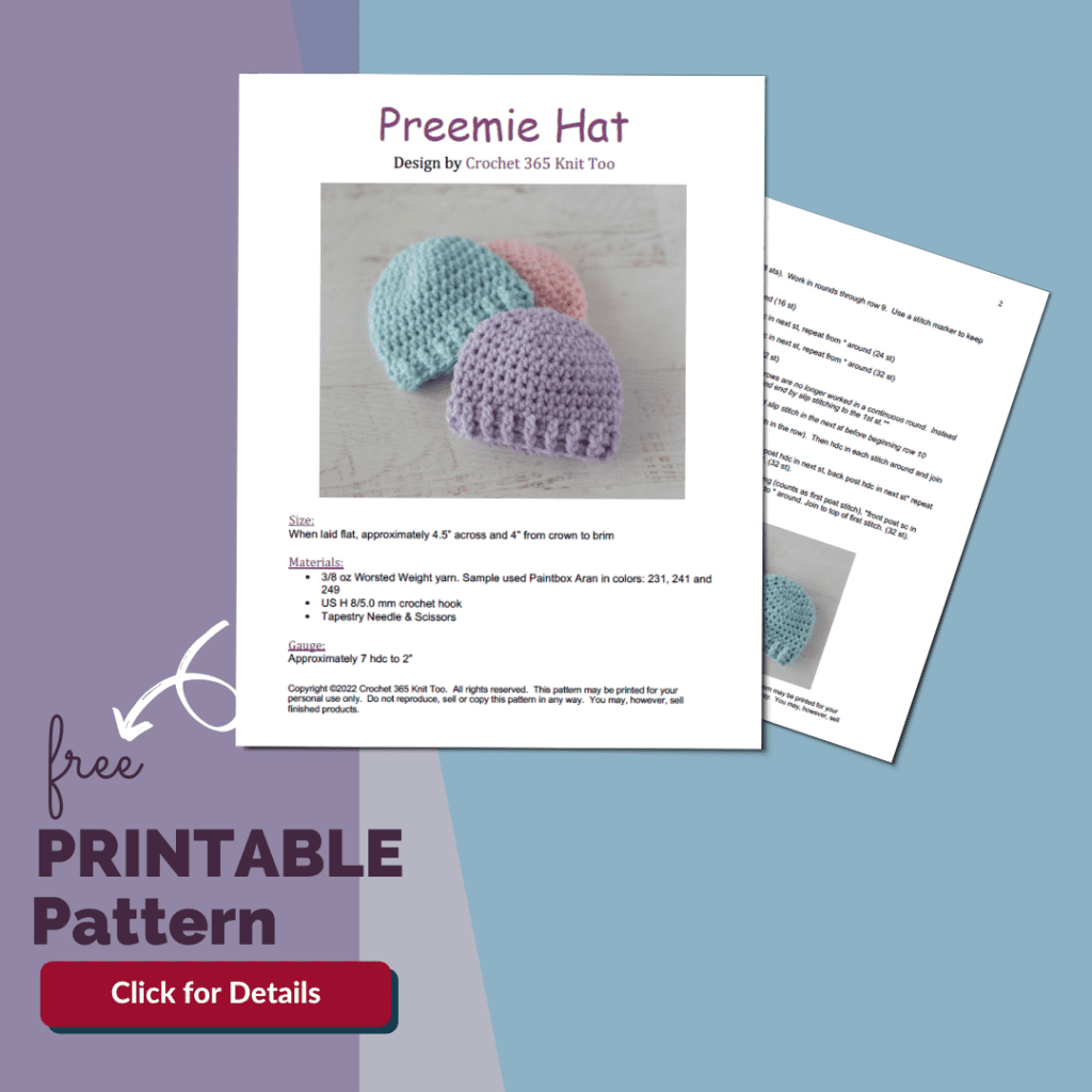 Image of Preemie Hat pattern