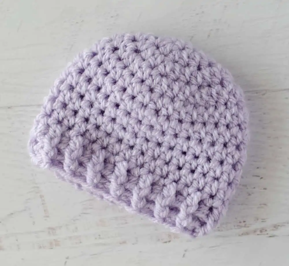 purple crochet preemie hat