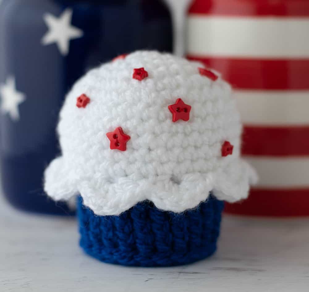 Cupcake rouge, blanc et bleu
