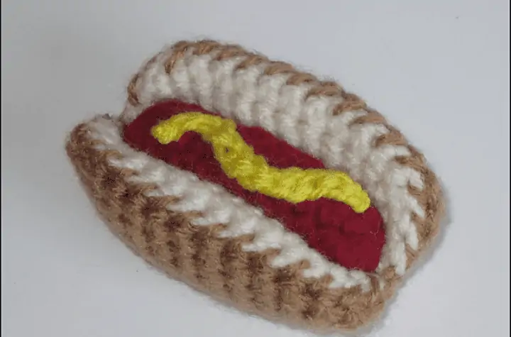 Crochet hotdog for cats.