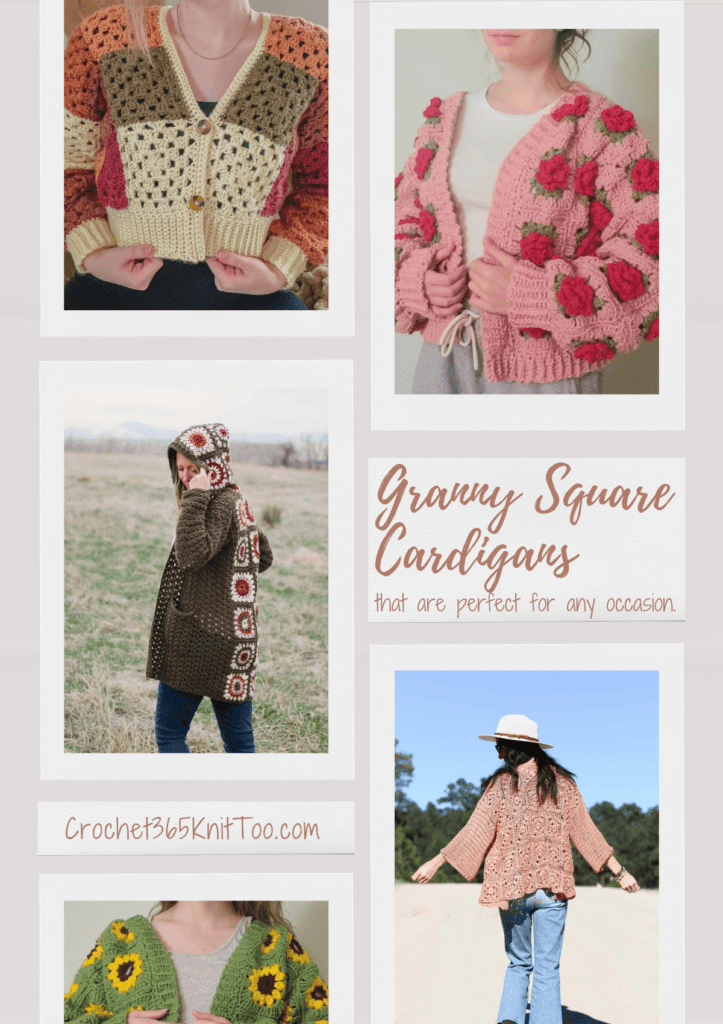 Five different cardigan patterns featured in the post.