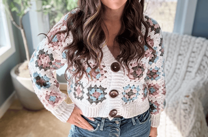 Woman wearing cardigan