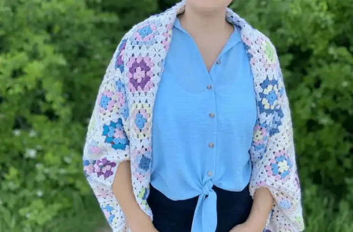 Shawl-style cardigan pattern.